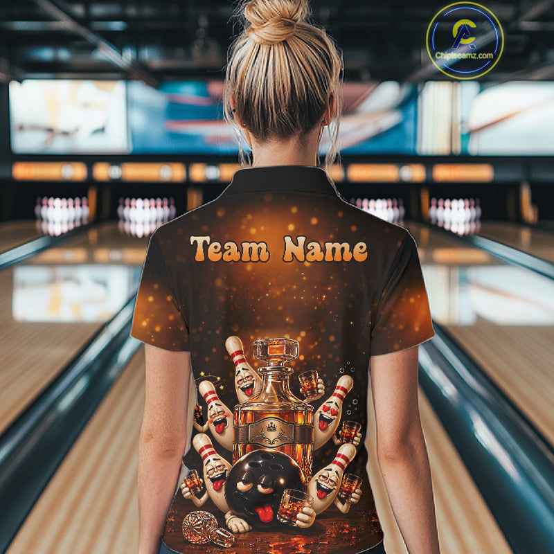 Funny Drunk Bowling Pins Whiskey Vintage Bowling Shirts Custom Bowling Team Jersey