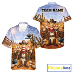 Funny Desert Cowboy Bowling Hawaiian Shirts And Custom Bowling League Team Jersey