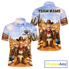 Funny Desert Cowboy Bowling Shirts Custom Bowling League Team Jersey Polo & Quarter Zip