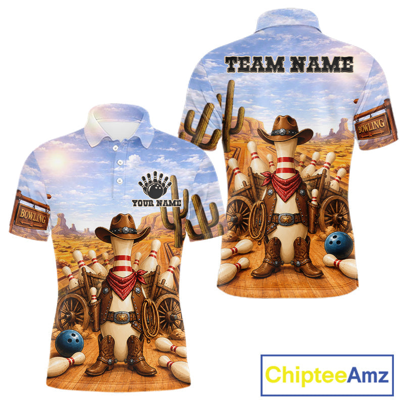 Funny Desert Cowboy Bowling Shirts Custom Bowling League Team Jersey Polo & Quarter Zip
