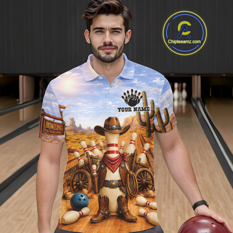 Funny Desert Cowboy Bowling Shirts Custom Bowling League Team Jersey Polo & Quarter Zip