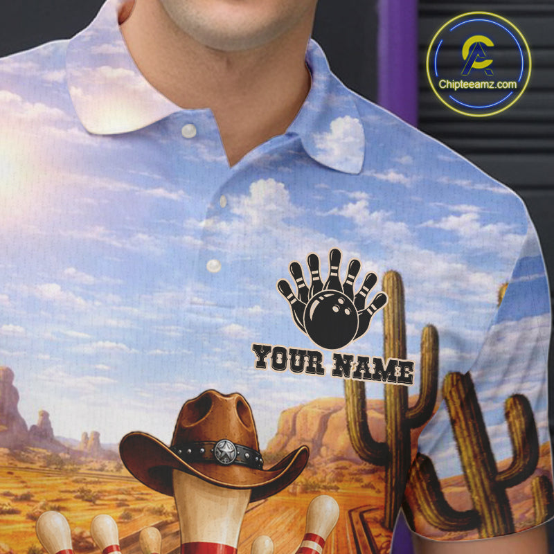 Funny Desert Cowboy Bowling Shirts Custom Bowling League Team Jersey Polo & Quarter Zip