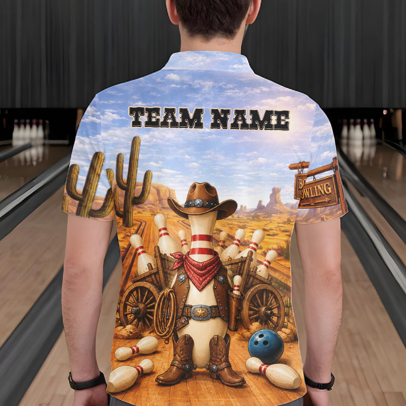 Funny Desert Cowboy Bowling Shirts Custom Bowling League Team Jersey Polo & Quarter Zip