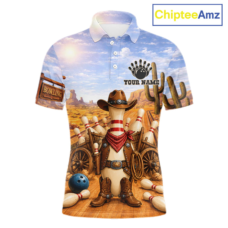 Funny Desert Cowboy Bowling Shirts Custom Bowling League Team Jersey Polo & Quarter Zip