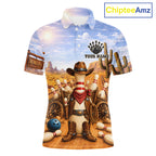 Funny Desert Cowboy Bowling Shirts Custom Bowling League Team Jersey Polo & Quarter Zip