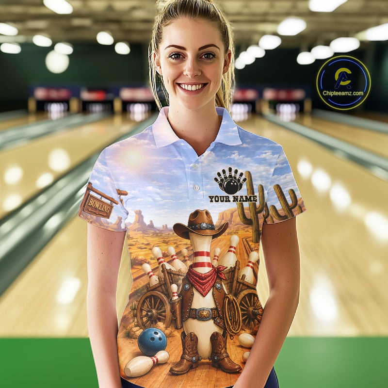 Funny Desert Cowboy Bowling Shirts Custom Bowling League Team Jersey Polo & Quarter Zip