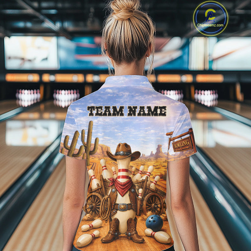 Funny Desert Cowboy Bowling Shirts Custom Bowling League Team Jersey Polo & Quarter Zip
