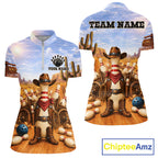 Funny Desert Cowboy Bowling Shirts Custom Bowling League Team Jersey Polo & Quarter Zip