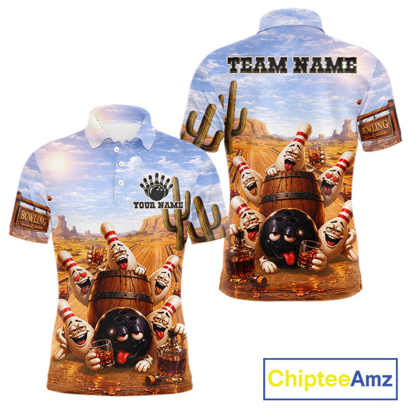 Funny Desert Bowling Pins Drunk Bowling Shirts Custom Drinking Bowling Team Jersey