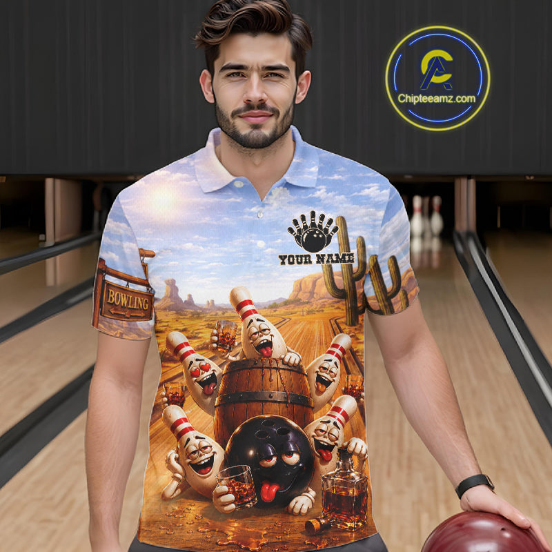 Funny Desert Bowling Pins Drunk Bowling Shirts Custom Drinking Bowling Team Jersey
