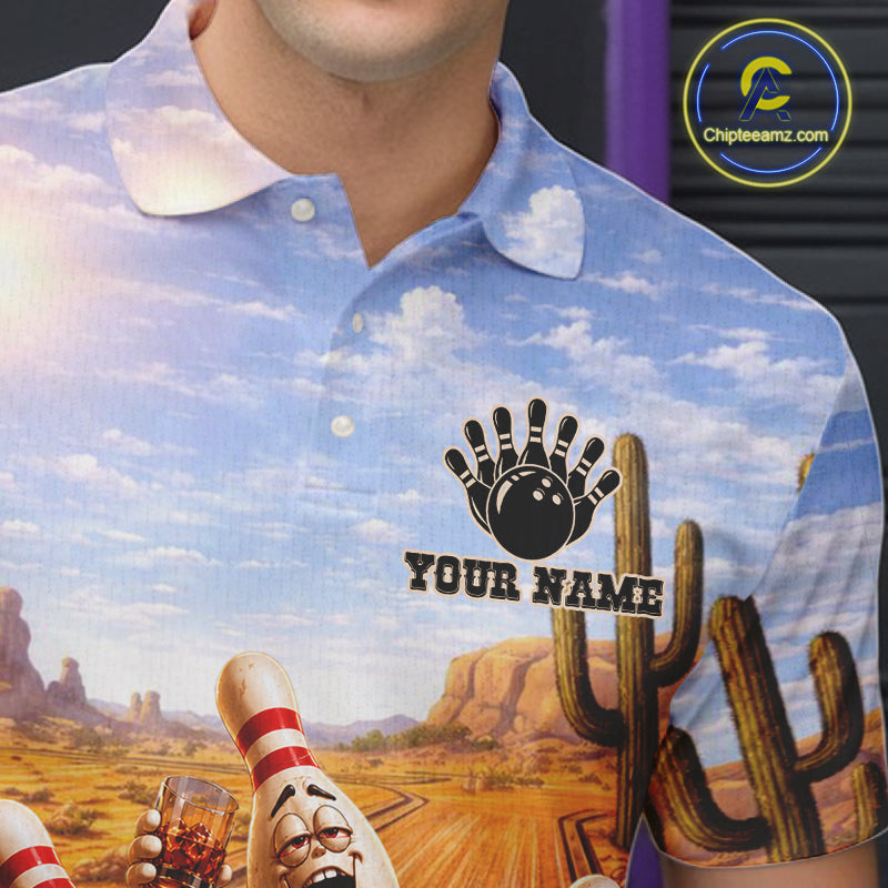 Funny Desert Bowling Pins Drunk Bowling Shirts Custom Drinking Bowling Team Jersey
