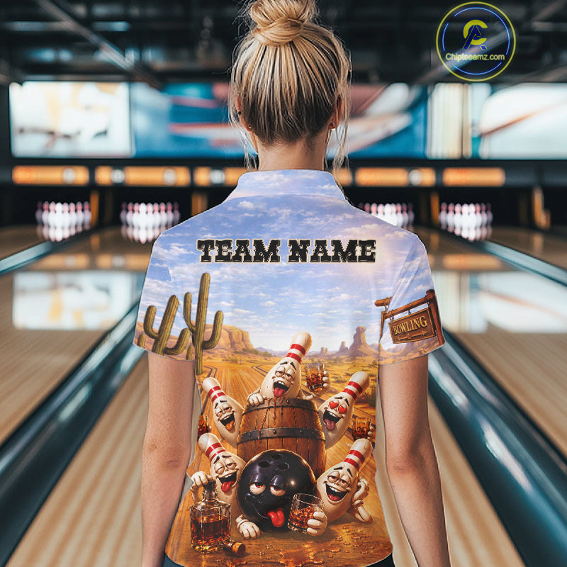 Funny Desert Bowling Pins Drunk Bowling Shirts Custom Drinking Bowling Team Jersey
