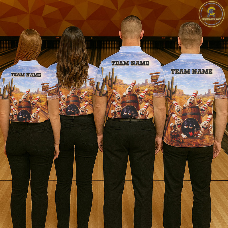 Funny Desert Bowling Pins Drunk Bowling Shirts Custom Drinking Bowling Team Jersey