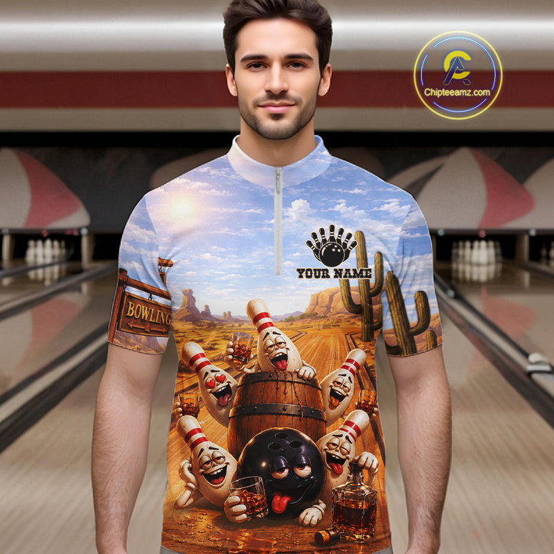 Funny Desert Bowling Pins Drunk Bowling Shirts Custom Drinking Bowling Team Jersey