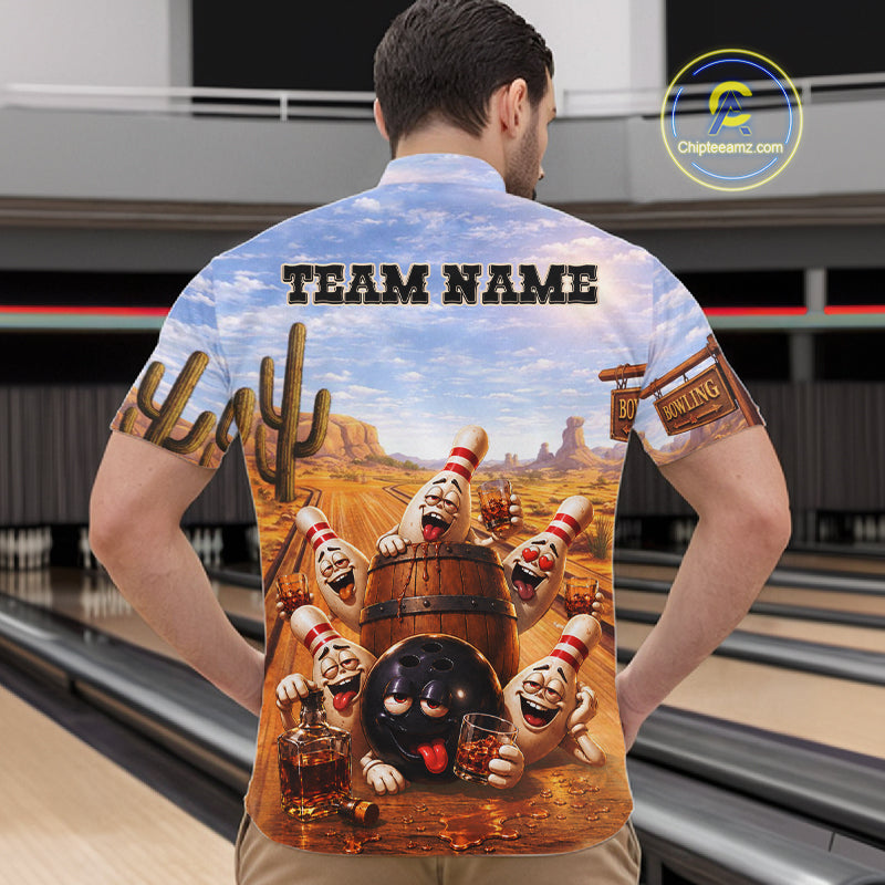 Funny Desert Bowling Pins Drunk Bowling Shirts Custom Drinking Bowling Team Jersey