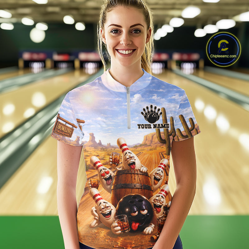Funny Desert Bowling Pins Drunk Bowling Shirts Custom Drinking Bowling Team Jersey