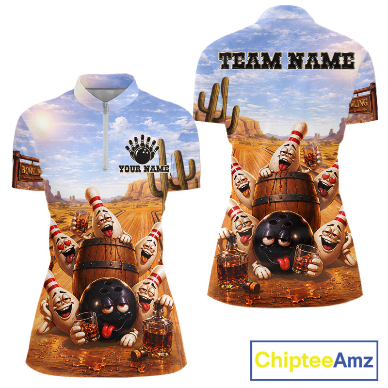 Funny Desert Bowling Pins Drunk Bowling Shirts Custom Drinking Bowling Team Jersey