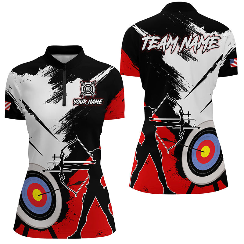 Personalized Grunge Archery Polo And 1/4 Zip Shirts Custom Archery Team Jerseys