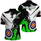 Personalized Grunge Archery Polo And 1/4 Zip Shirts Custom Archery Team Jerseys
