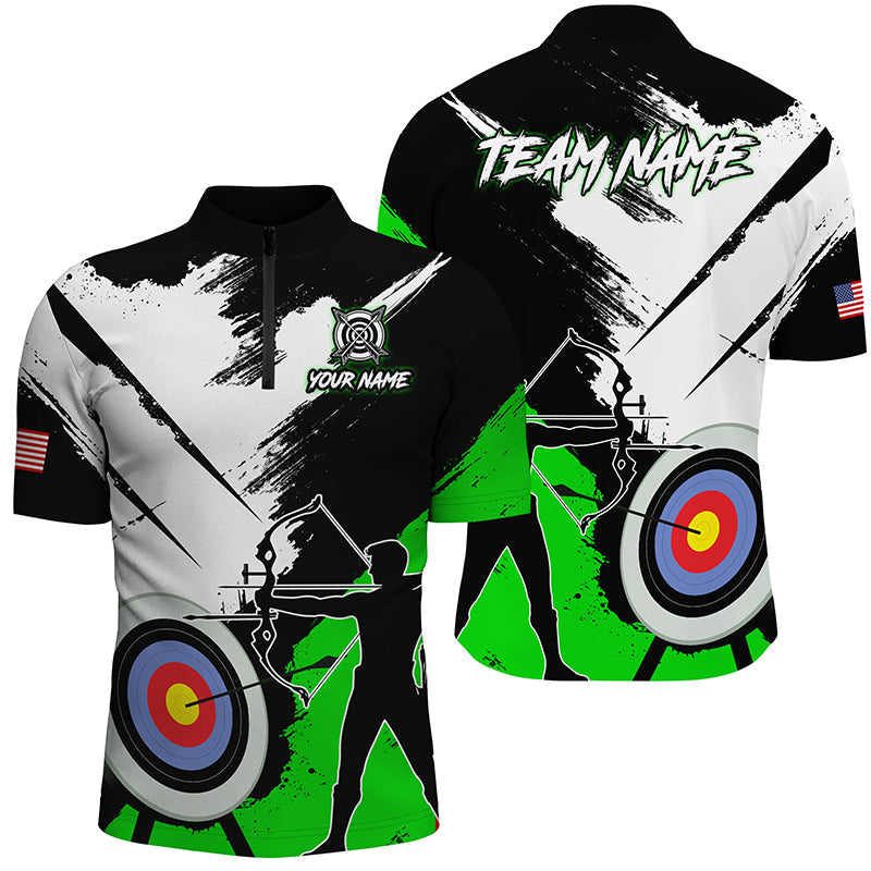 Personalized Grunge Archery Polo And 1/4 Zip Shirts Custom Archery Team Jerseys