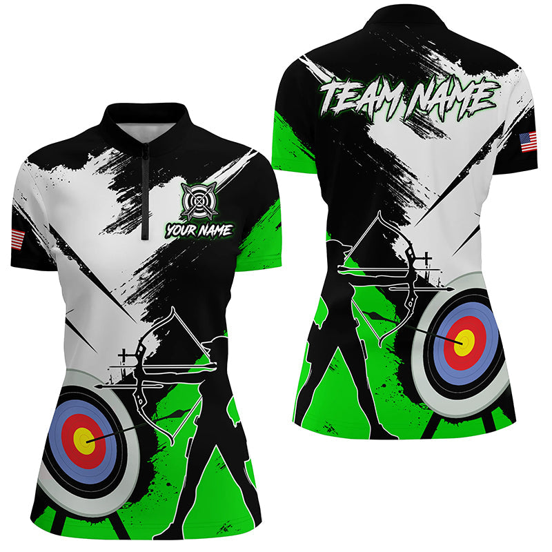 Personalized Grunge Archery Polo And 1/4 Zip Shirts Custom Archery Team Jerseys