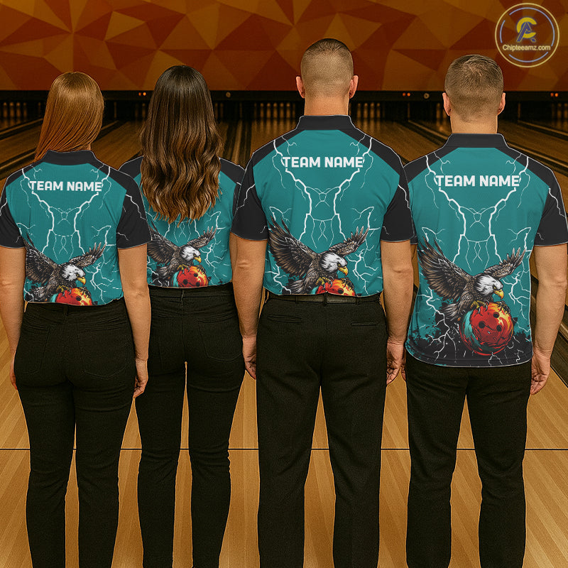 Thunder Lightning Storm Custom Eagle Bowling Shirts Personalized Bowling Team Jersey