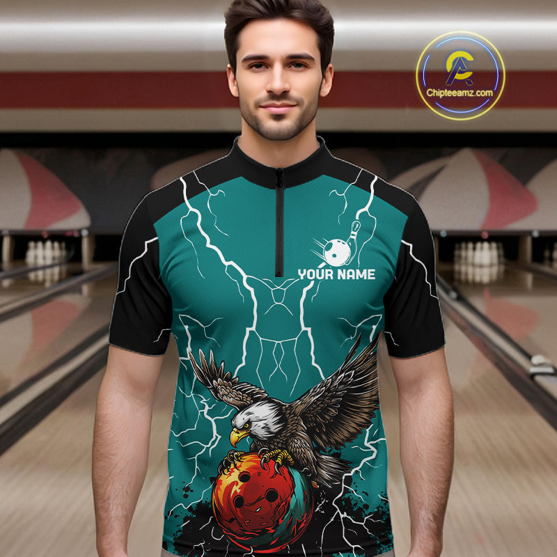 Thunder Lightning Storm Custom Eagle Bowling Shirts Personalized Bowling Team Jersey