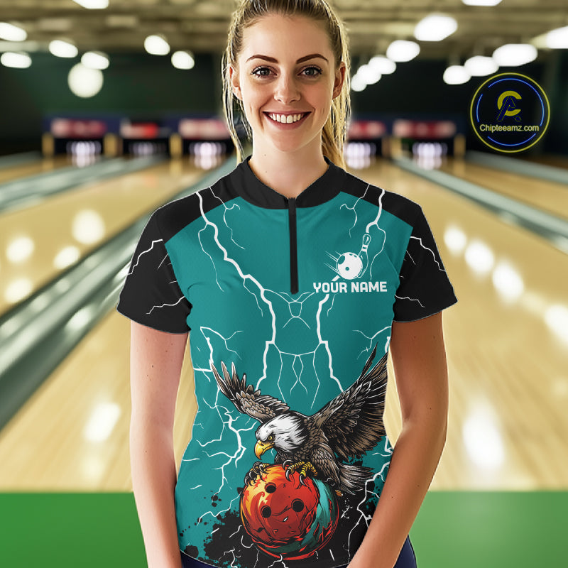 Thunder Lightning Storm Custom Eagle Bowling Shirts Personalized Bowling Team Jersey
