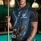 Blue 8 Ball Pool Thunder Lightning Storm Eagle Billiard Shirts Custom Billiard Team Jersey