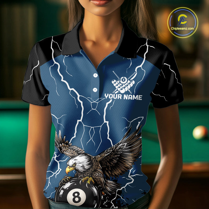 Blue 8 Ball Pool Thunder Lightning Storm Eagle Billiard Shirts Custom Billiard Team Jersey