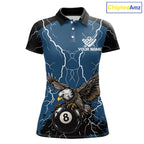 Blue 8 Ball Pool Thunder Lightning Storm Eagle Billiard Shirts Custom Billiard Team Jersey
