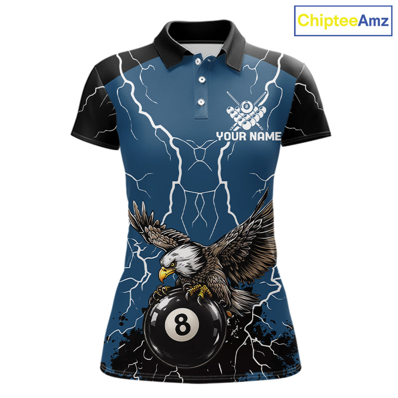 Blue 8 Ball Pool Thunder Lightning Storm Eagle Billiard Shirts Custom Billiard Team Jersey