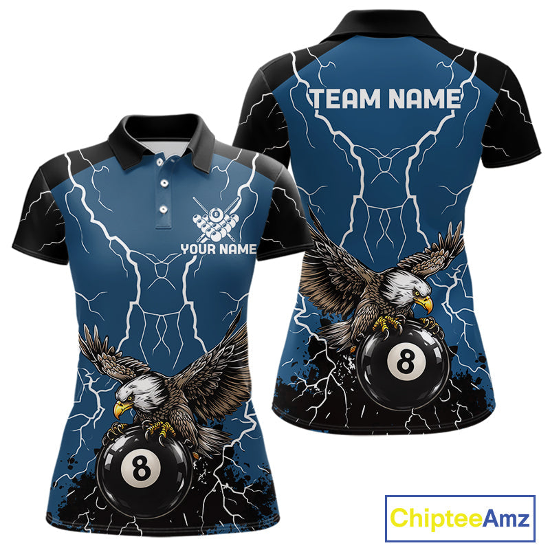 Blue 8 Ball Pool Thunder Lightning Storm Eagle Billiard Shirts Custom Billiard Team Jersey