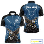 Blue 8 Ball Pool Thunder Lightning Storm Eagle Billiard Shirts Custom Billiard Team Jersey