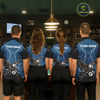 Blue 8 Ball Pool Thunder Lightning Storm Eagle Billiard Shirts Custom Billiard Team Jersey