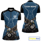 Blue 8 Ball Pool Thunder Lightning Storm Eagle Billiard Shirts Custom Billiard Team Jersey