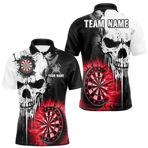 Personalized Grunge Skull Crack Wall Dart Shirts Custom Scary Darts League Team Jerseys