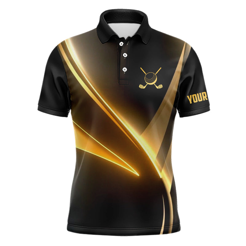 Yellow And Black Geometric Golf Shirt Short Sleeve Polo Shirts Custom Golf Tops Gifts