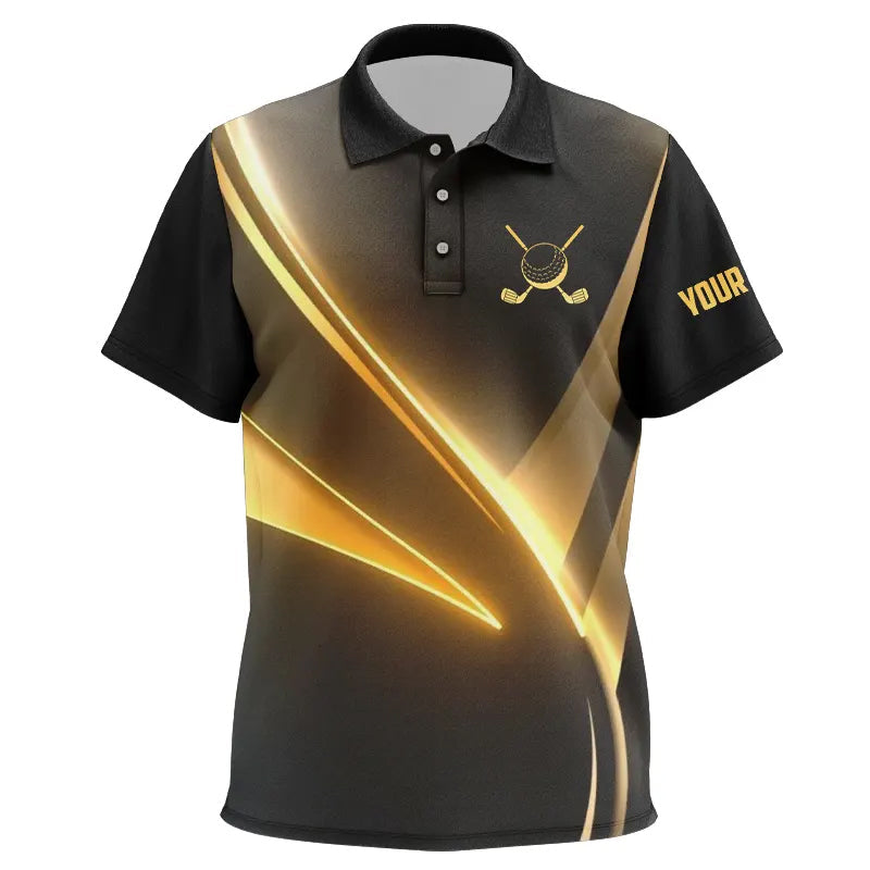 Yellow And Black Geometric Golf Shirt Short Sleeve Polo Shirts Custom Golf Tops Gifts