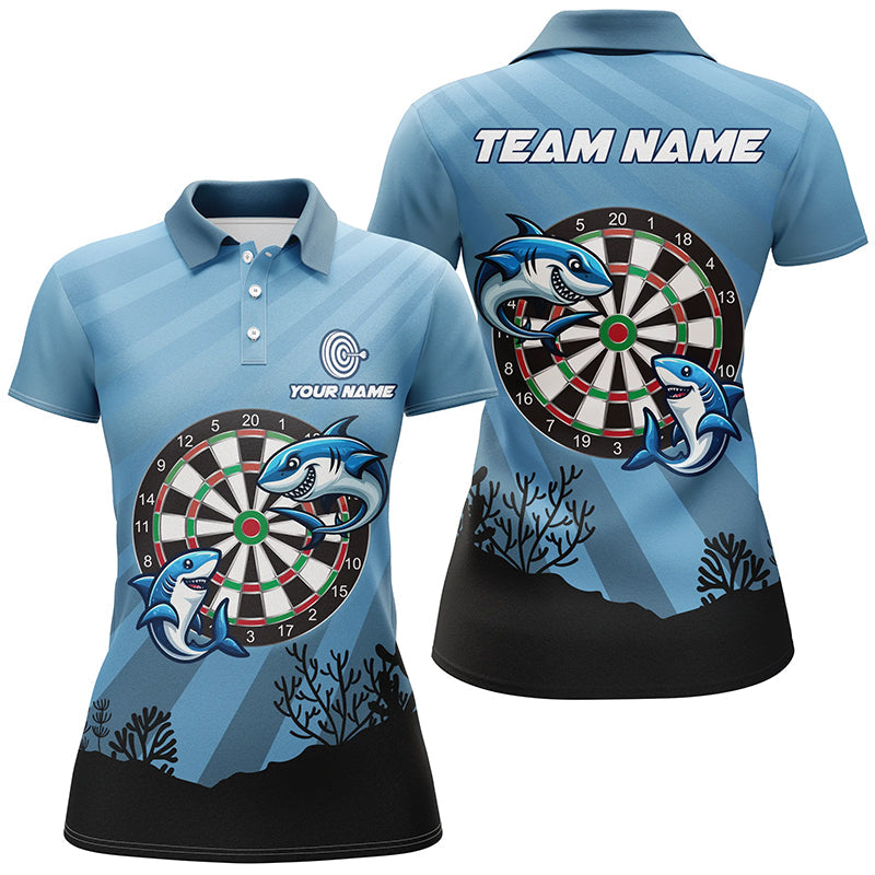Personalized Shark Dart Board Blue Darts Polo Shirts Custom Funniest Darts Shirts Gifts
