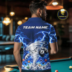 Blue Lightning Thunder Funny Tornado 8 Ball Billiard Pool Shirts Custom Pool Team Jersey