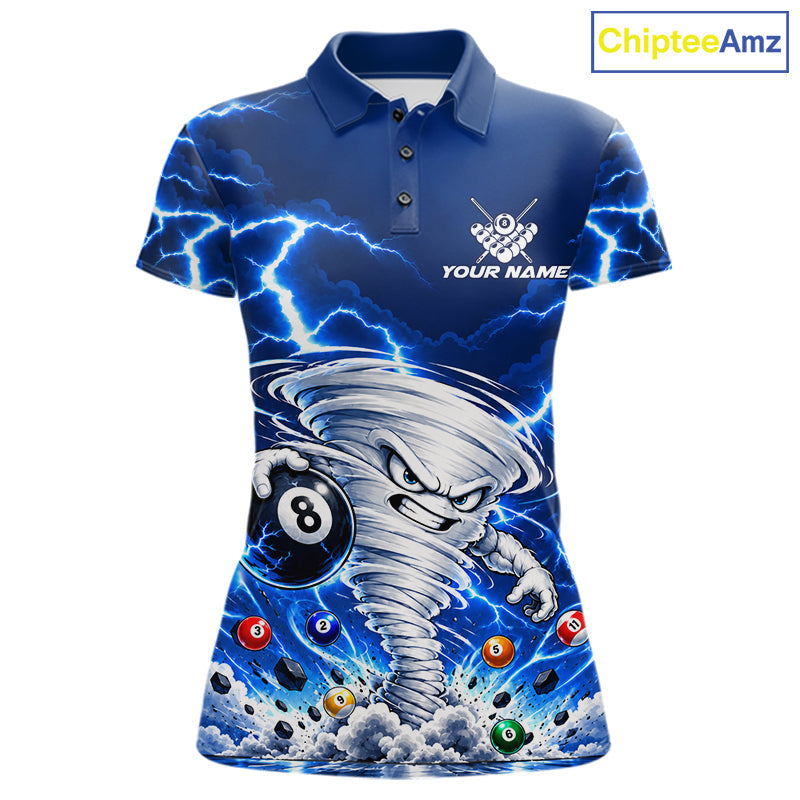 Blue Lightning Thunder Funny Tornado 8 Ball Billiard Pool Shirts Custom Pool Team Jersey