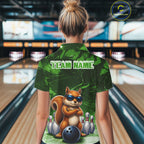 Personalized Green Funny Squirrel Bowling Shirt Custom Bowling Team Jersey Polo & 1/4 Zip
