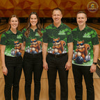Personalized Green Funny Squirrel Bowling Shirt Custom Bowling Team Jersey Polo & 1/4 Zip