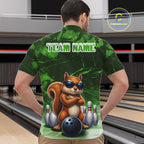 Personalized Green Funny Squirrel Bowling Shirt Custom Bowling Team Jersey Polo & 1/4 Zip