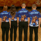 Personalized Blue Funny Bear Bowling Shirt Custom Bowling Team Jersey Polo & 1/4 Zip