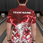 Red Lightning Thunder Funny Tornado Bowling Shirt Custom Bowling Jersey Polo & 1/4 Zip