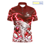 Red Lightning Thunder Funny Tornado Bowling Shirt Custom Bowling Jersey Polo & 1/4 Zip