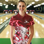 Red Lightning Thunder Funny Tornado Bowling Shirt Custom Bowling Jersey Polo & 1/4 Zip