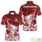 Red Lightning Thunder Funny Tornado Bowling Shirt Custom Bowling Jersey Polo & 1/4 Zip